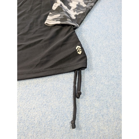 Free Country Womens XXL Rash Guard Long Sleeve Quarter Zip Swim Shirt Black Camo - Picture 4 of 8